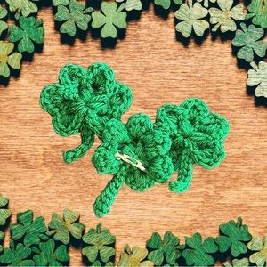 Handmade Crochet Shamrocks With or Without Pin Back, St Patrick’s Day Pin